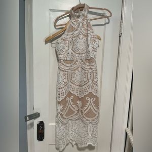 Lulus white lace halter midi dress